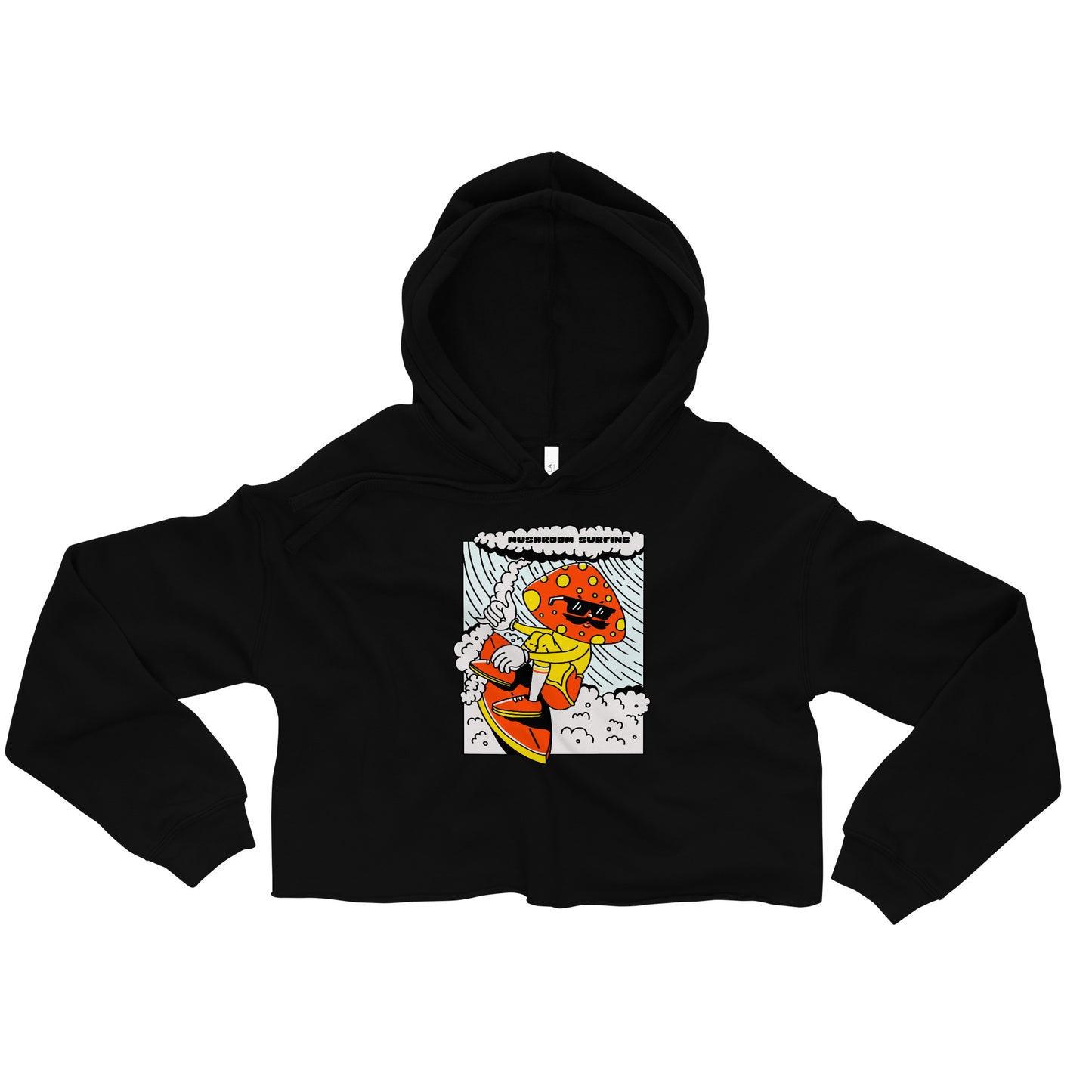 Mushroom Surfing Graphic Crop Hoodie