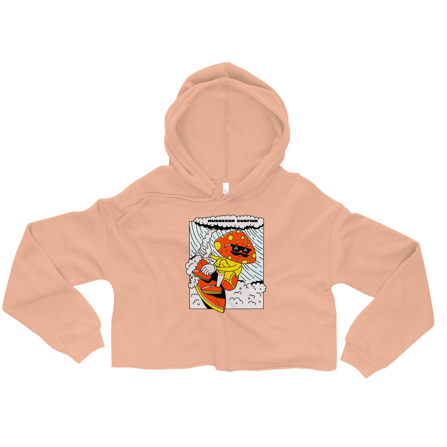 Mushroom Surfing Graphic Crop Hoodie