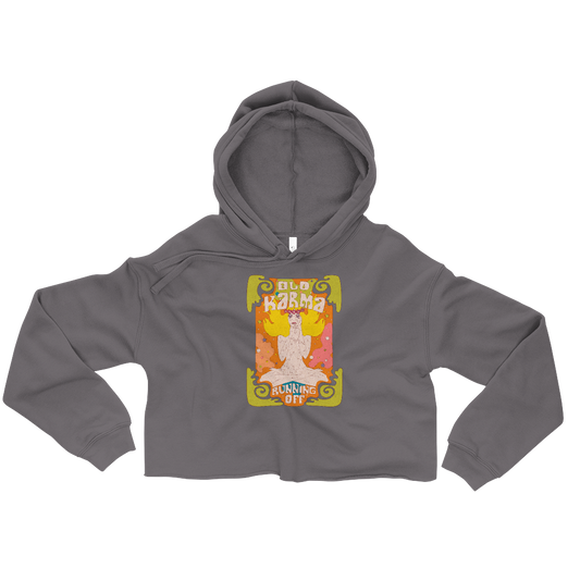 Old Karma Running Off Graphic Crop Hoodie