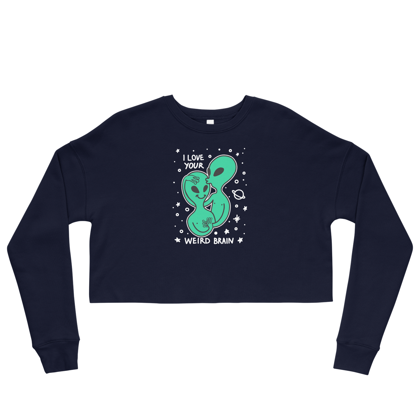 I Love Your Weird Brain Graphic Crop Sweatshirt