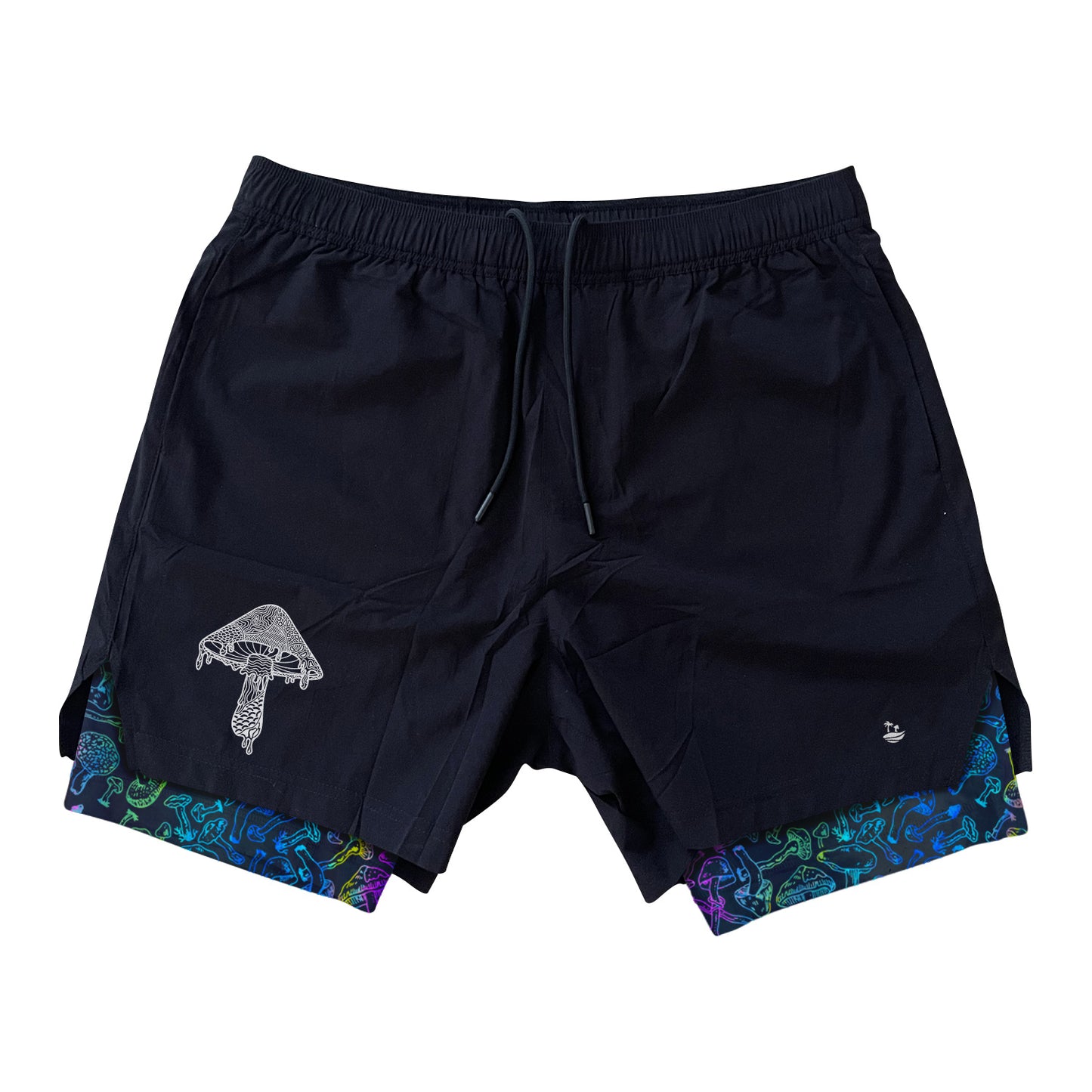 Mushroom Reflective Liner Men's 5" Active Shorts - Black