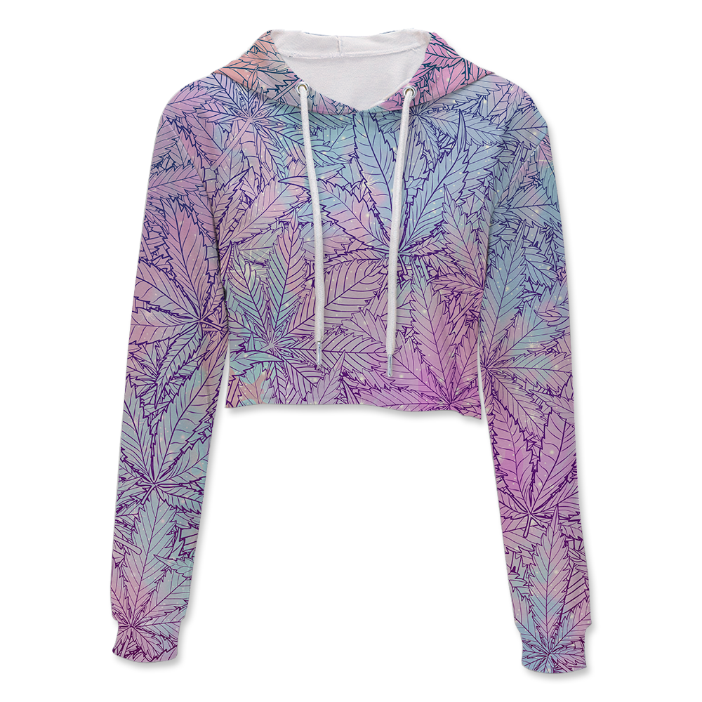 Canna~ Pattern All Over Print Crop Hoodie