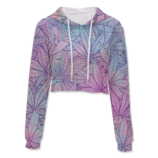 Canna~ Pattern All Over Print Crop Hoodie