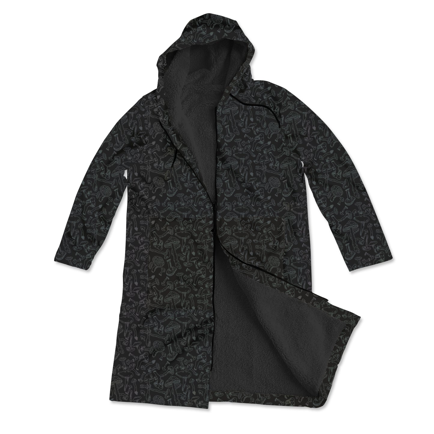 Mushroom Reflective Premium Sherpa Cloak - Black