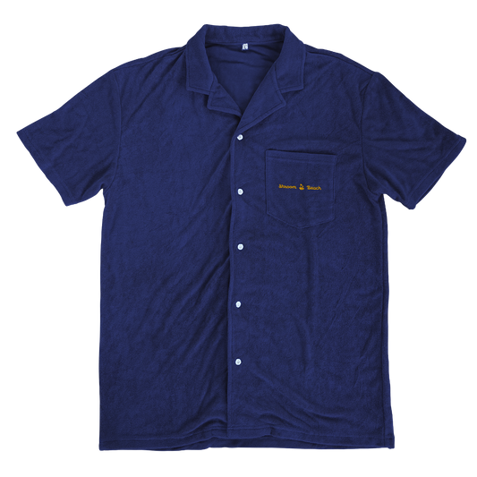 Terry Toweling Resort Button Up - Deep Blue