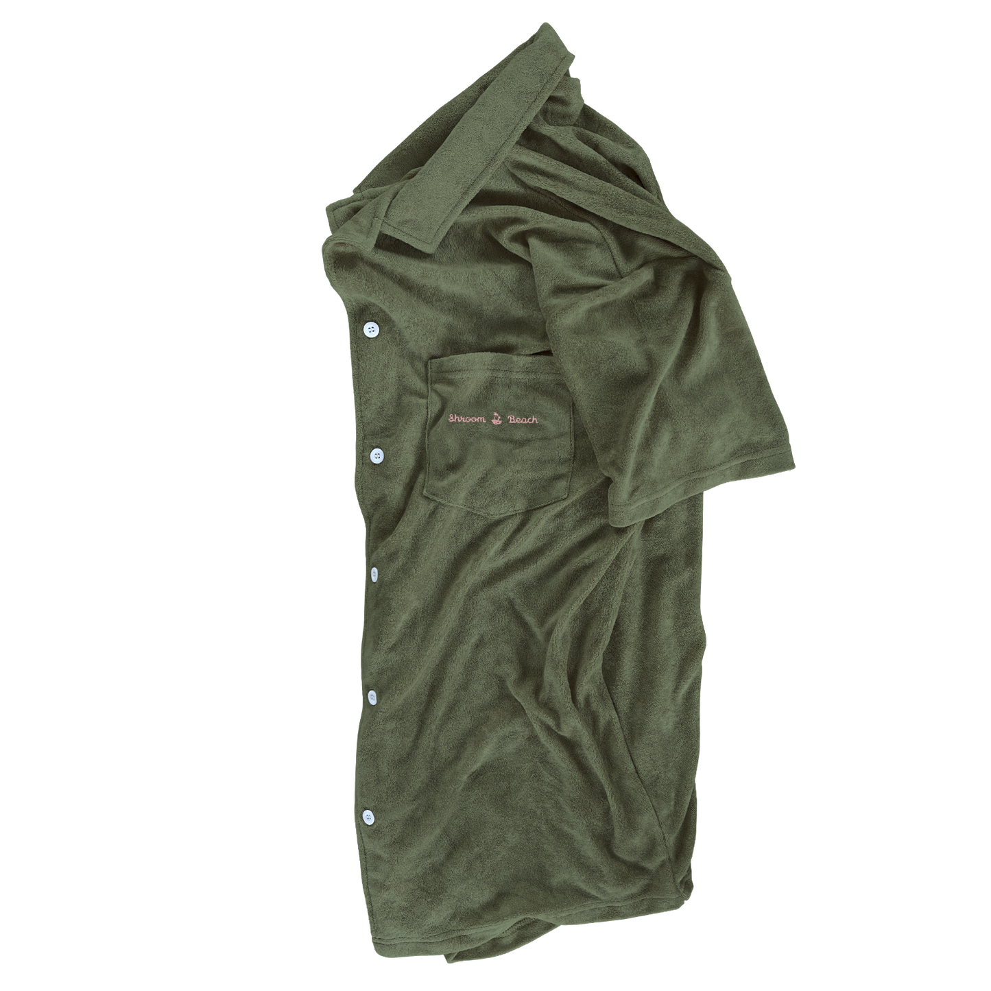 Terry Toweling Resort Button Up - Olive