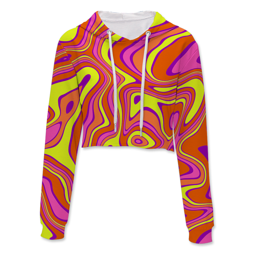 Acid All Over Print Crop Hoodie