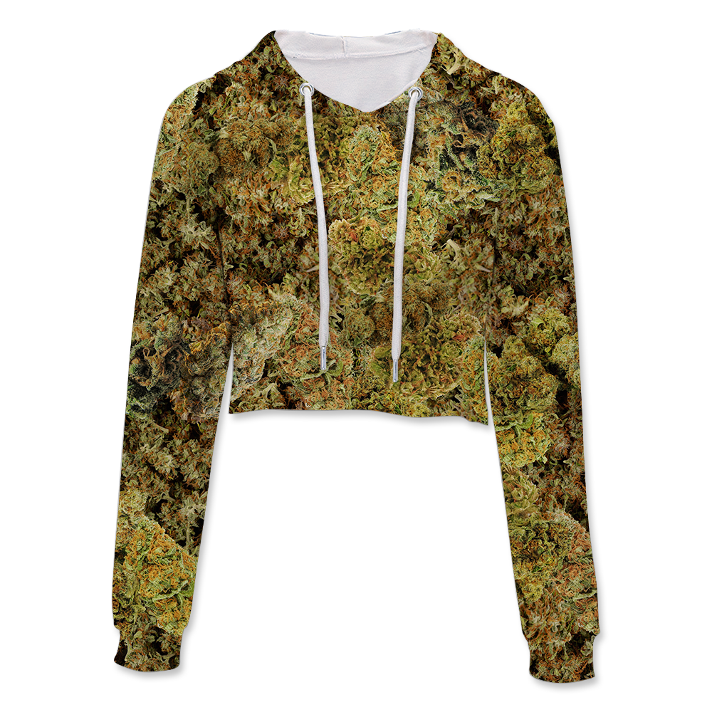 Cann~ Buds All Over Print Crop Hoodie