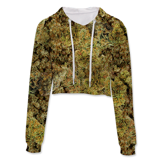 Cann~ Buds All Over Print Crop Hoodie