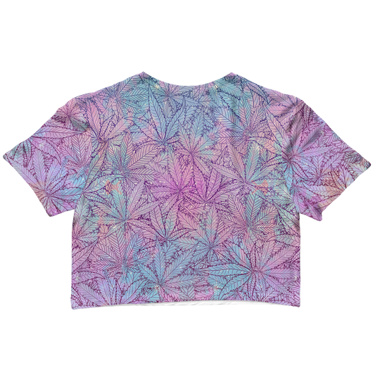 Cann~ Pattern All Over Print Cotton Crop Tee
