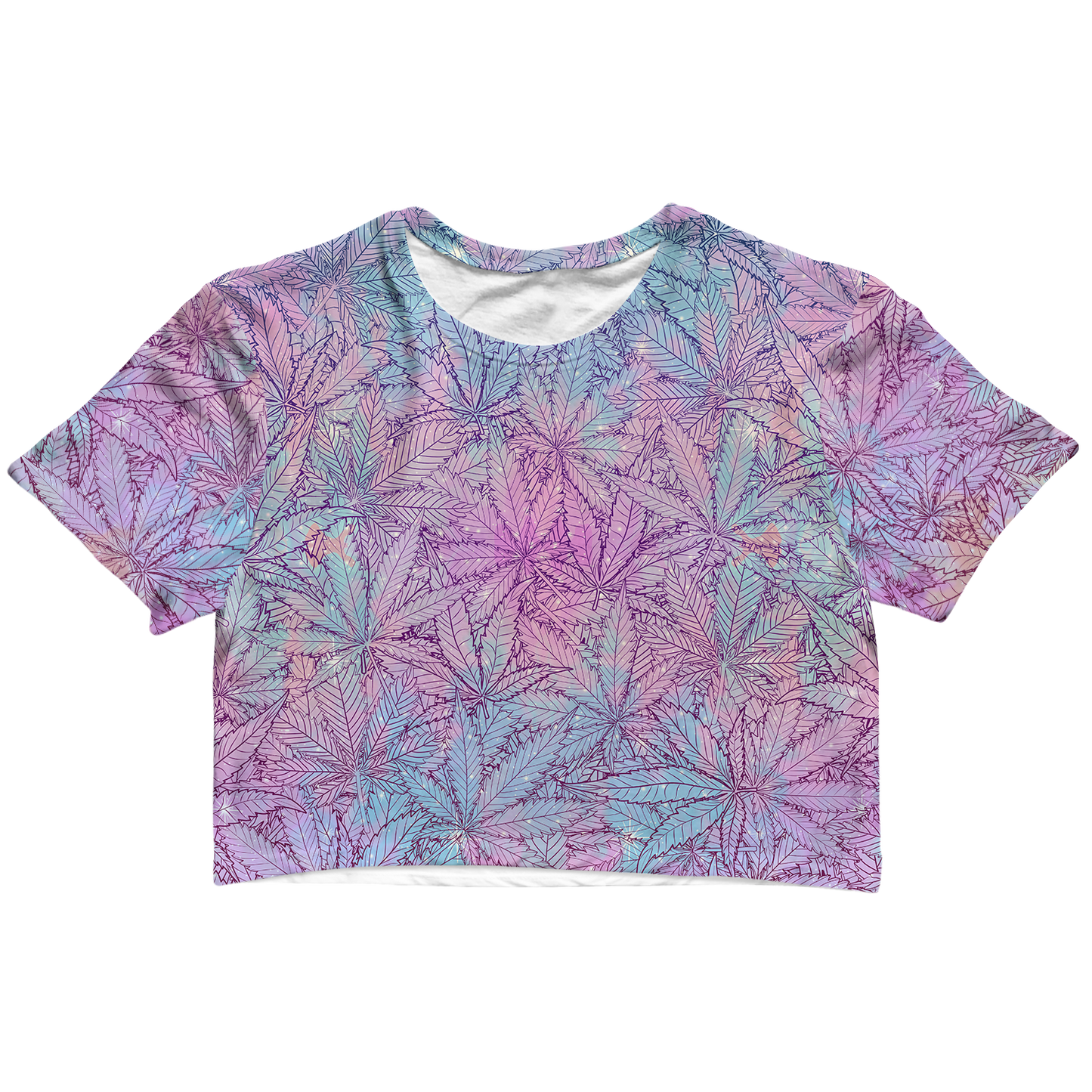 Cann~ Pattern All Over Print Cotton Crop Tee