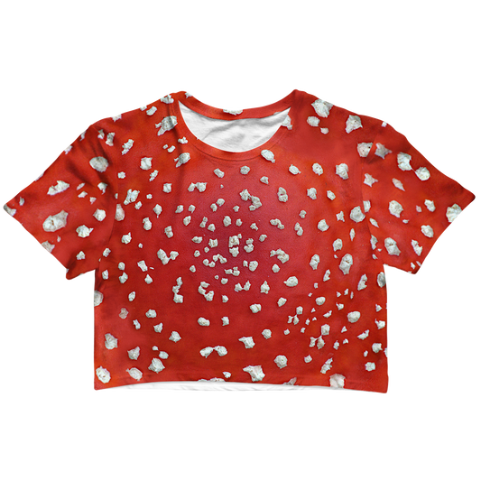 Fly Agaric - Amanita All Over Print Cotton Crop Tee