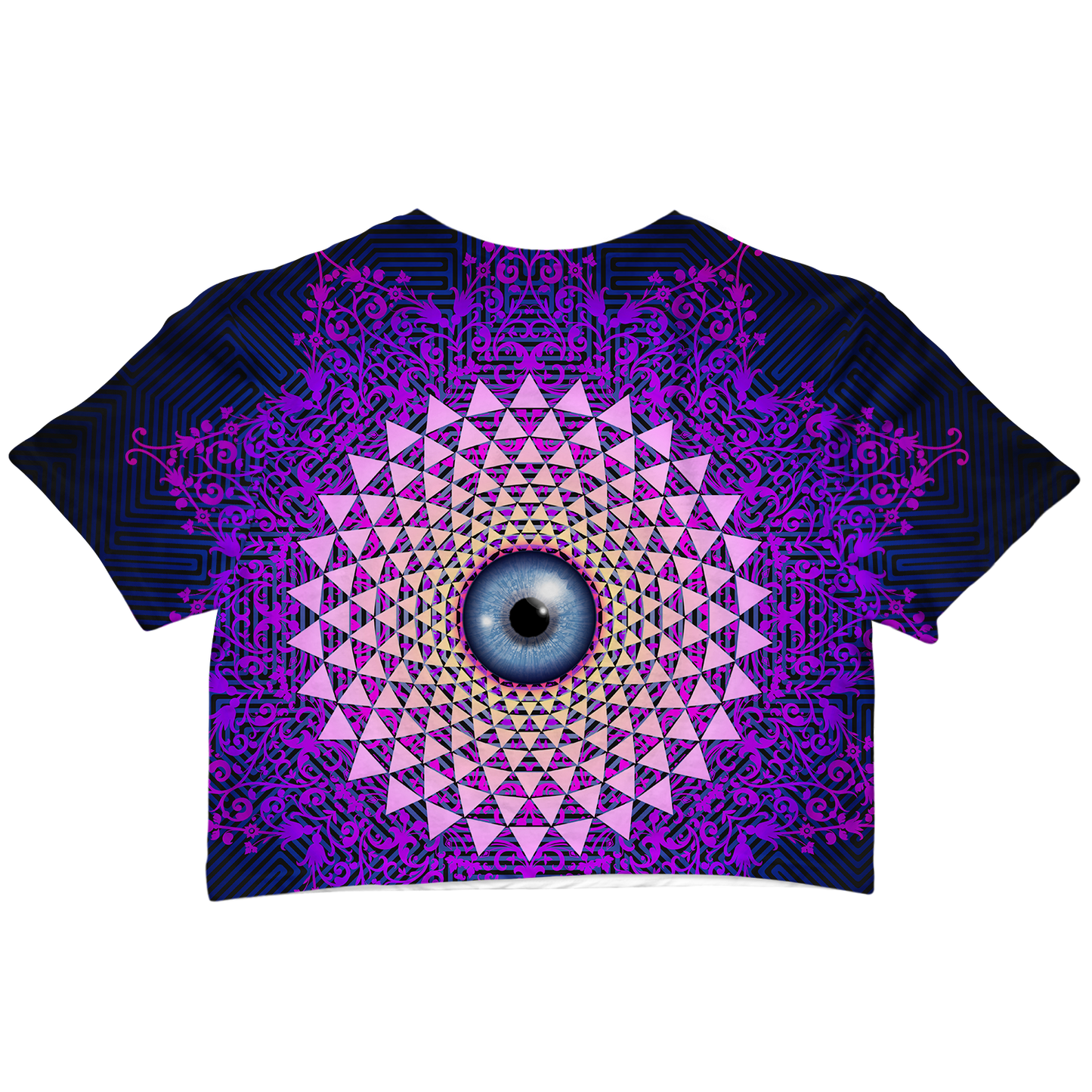 Psi~ Eye Ball All Over Print Cotton Crop Tee