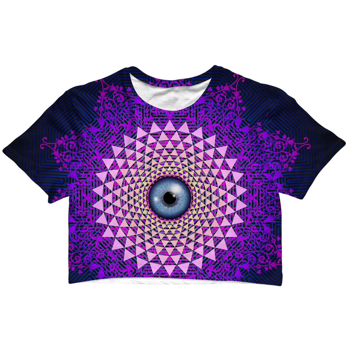 Psi~ Eye Ball All Over Print Cotton Crop Tee