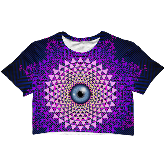 Psi~ Eye Ball All Over Print Cotton Crop Tee