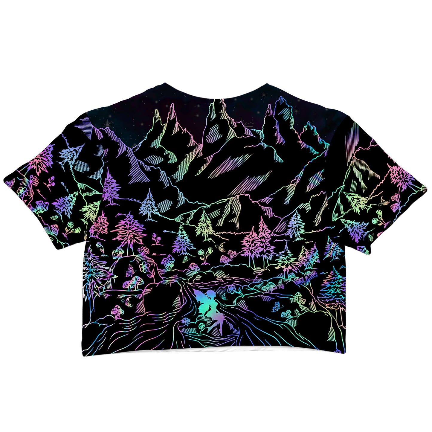 Psi~ World All Over Print Cotton Crop Tee