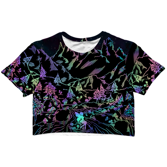 Psi~ World All Over Print Cotton Crop Tee