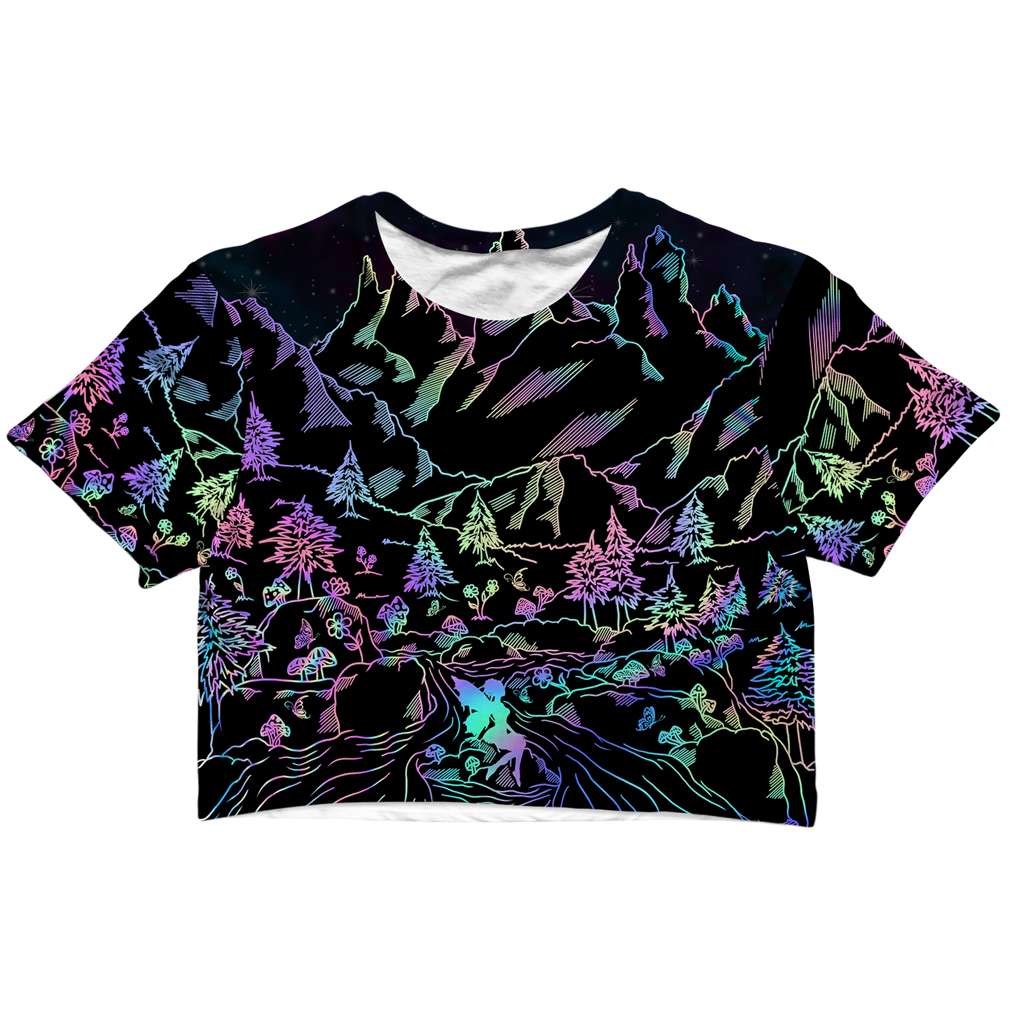 Psi~ World All Over Print Cotton Crop Tee