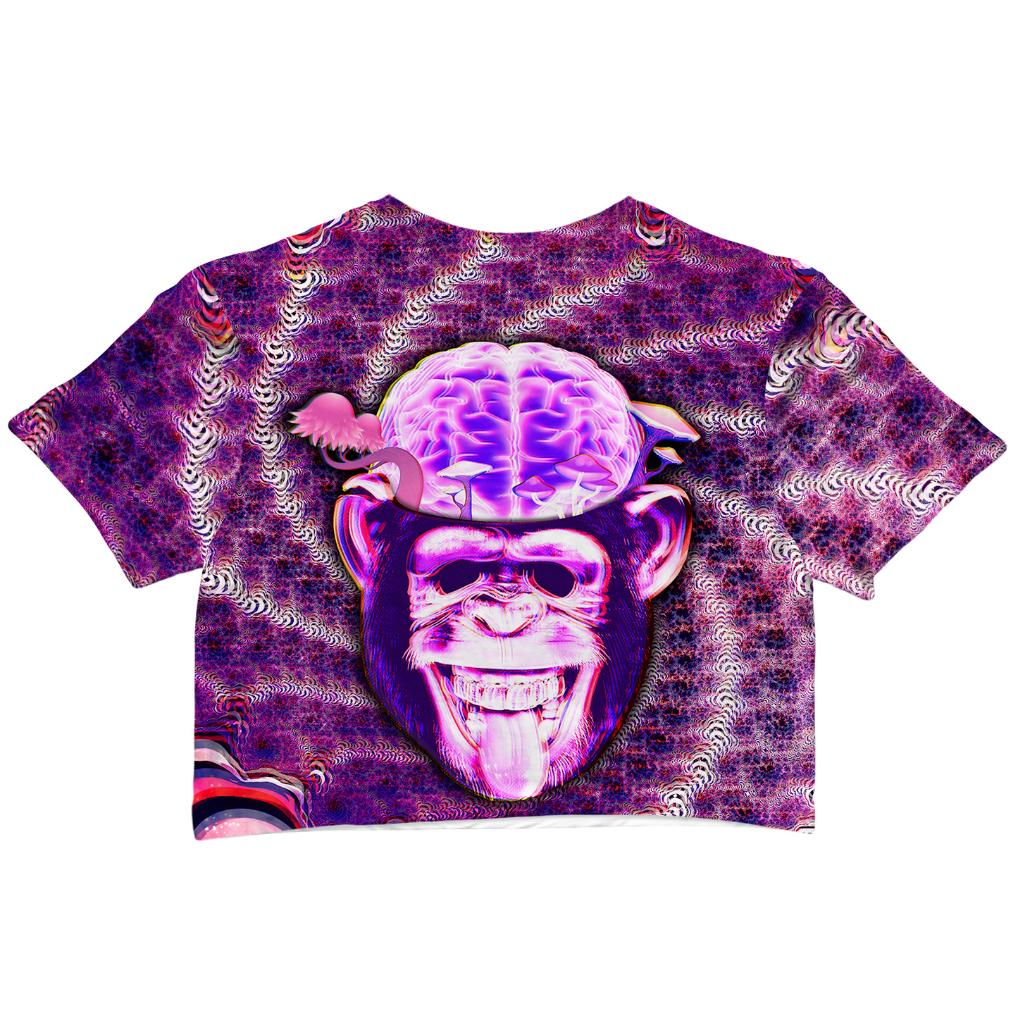 Ston~ Ape Brain All Over Print Cotton Crop Tee