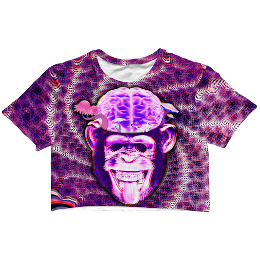 Ston~ Ape Brain All Over Print Cotton Crop Tee