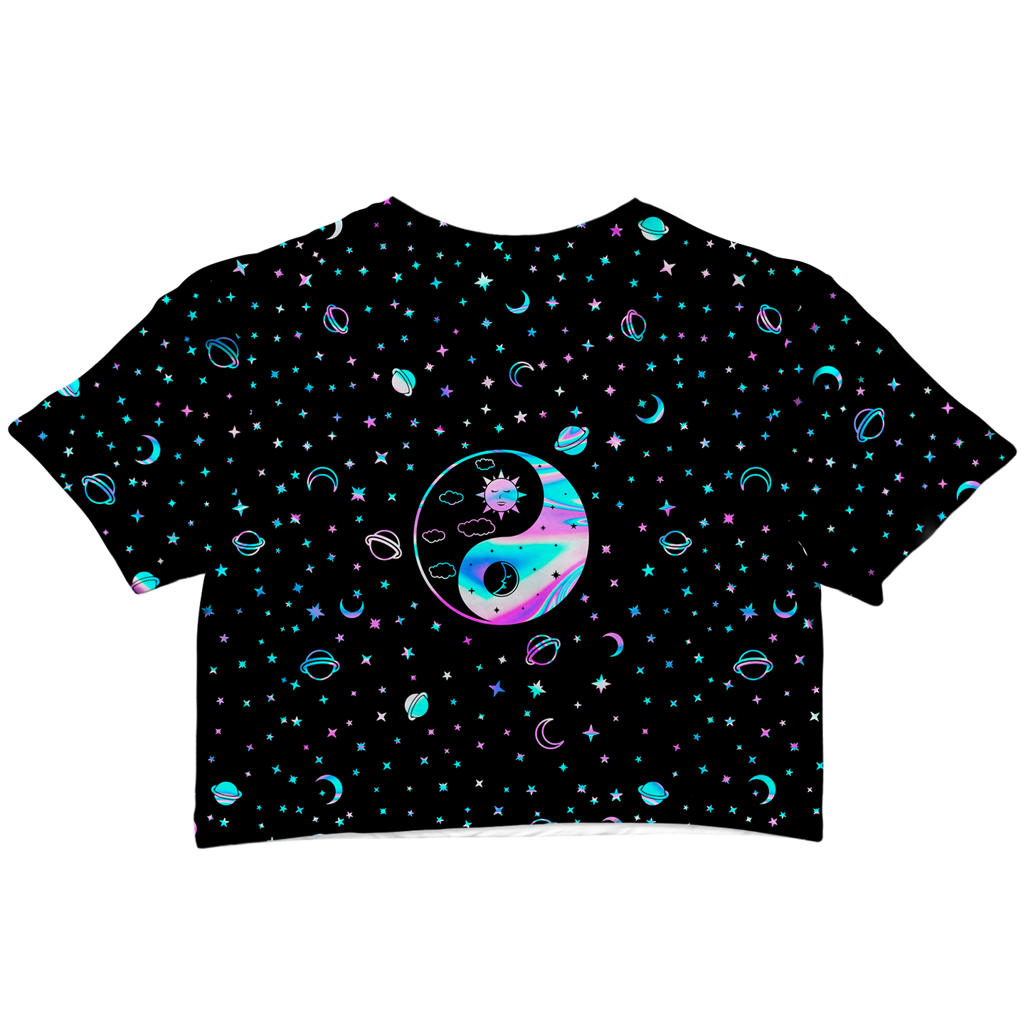 Yinyang Galaxy All Over Print Cotton Crop Tee