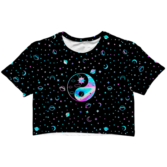 Yinyang Galaxy All Over Print Cotton Crop Tee