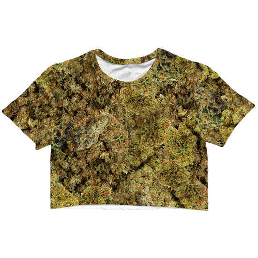 Cann~ Buds All Over Print Cotton Crop Tee