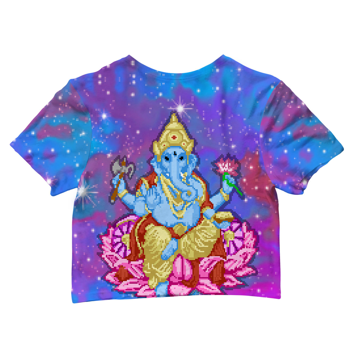 Pixel Ganesha All Over Print Crop Tee