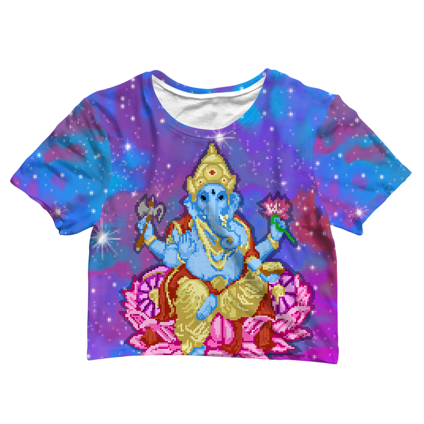 Pixel Ganesha All Over Print Crop Tee