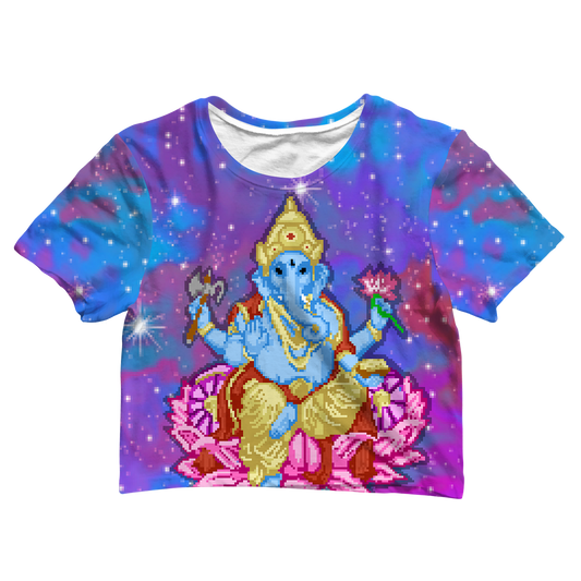 Pixel Ganesha All Over Print Crop Tee