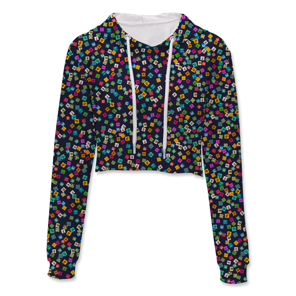 Tabs All Over Print Crop Hoodie