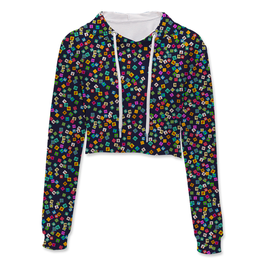 Tabs All Over Print Crop Hoodie