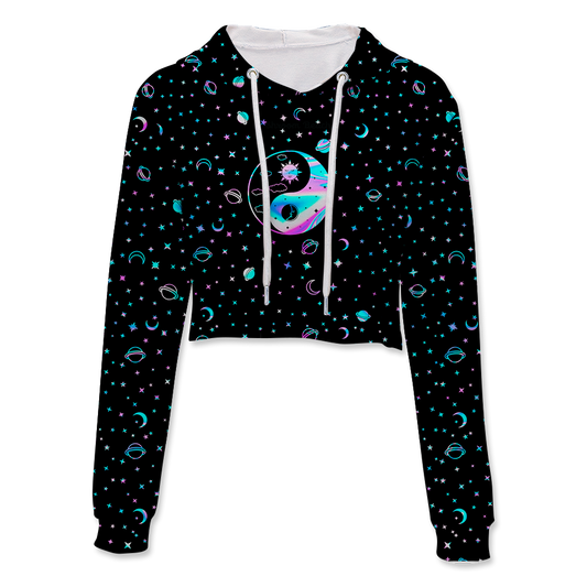 Yinyang Galaxy All Over Print Crop Hoodie