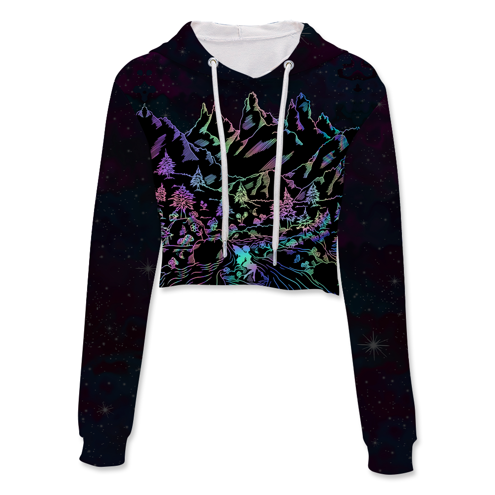 Psi~ World All Over Print Crop Hoodie