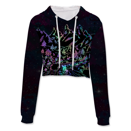 Psi~ World All Over Print Crop Hoodie