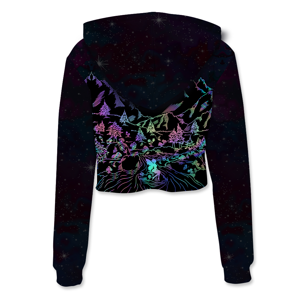 Psi~ World All Over Print Crop Hoodie