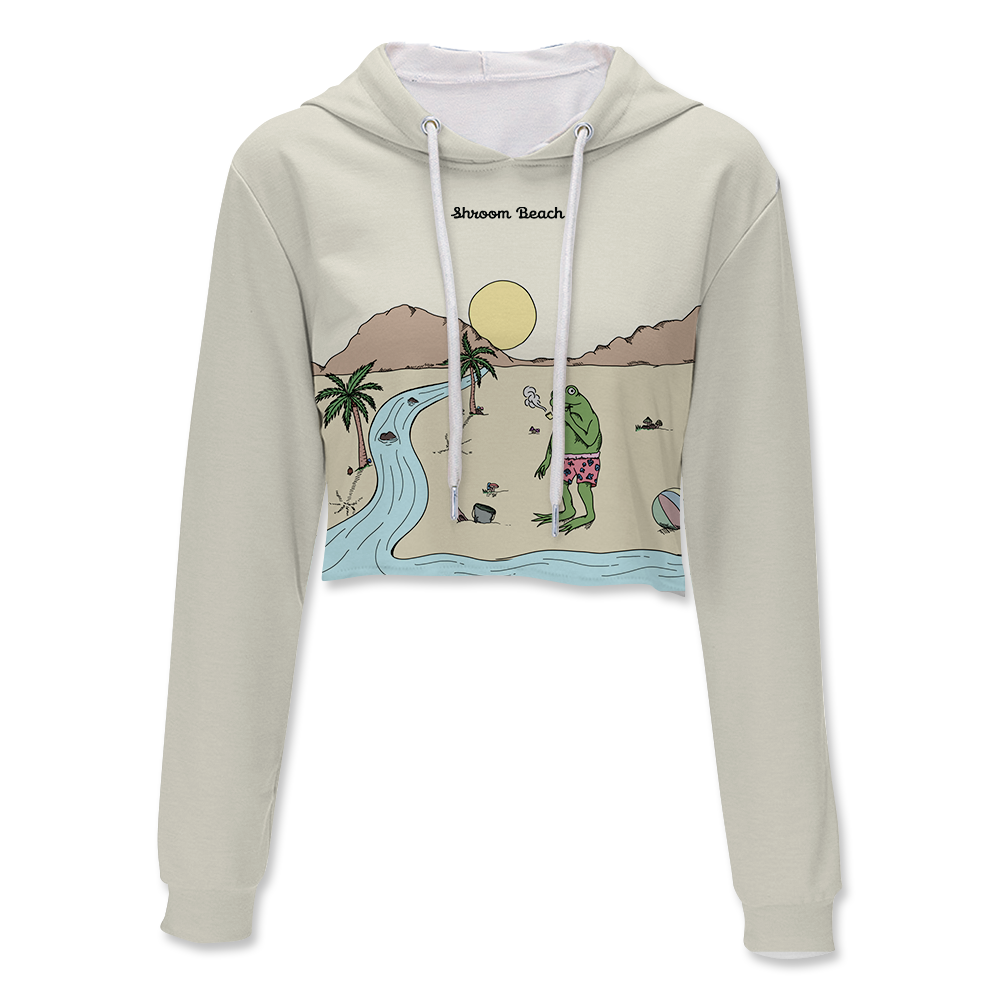 Beach Vibes All Over Print Crop Hoodie