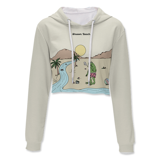 Beach Vibes All Over Print Crop Hoodie