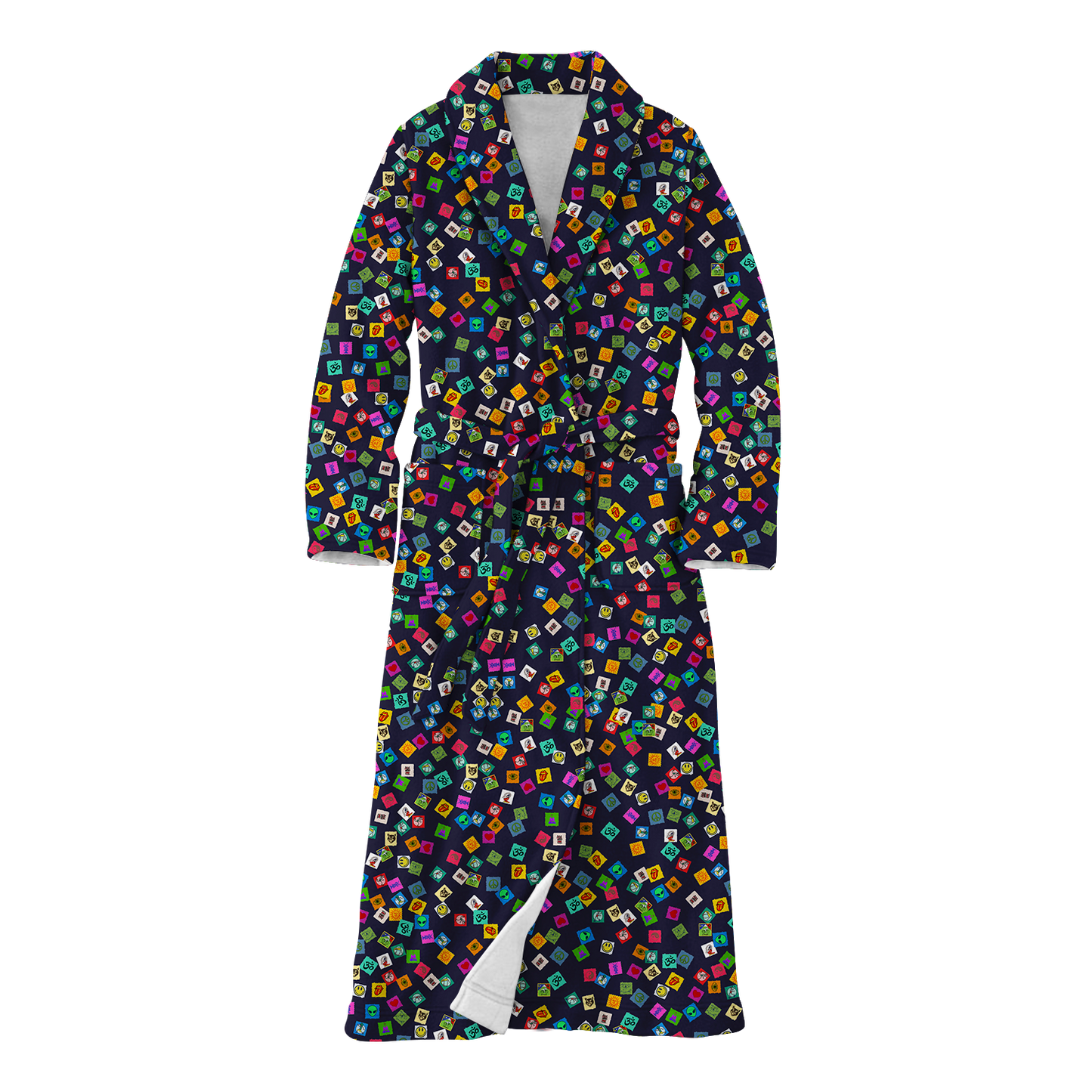 Tabs All Over Print Fleece Robe