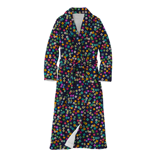 Tabs All Over Print Fleece Robe