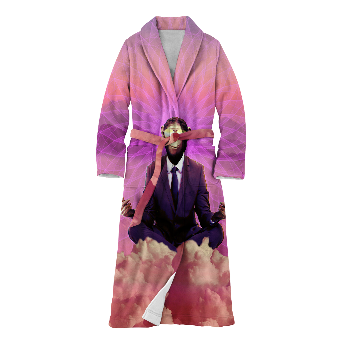 Meditating Ape All Over Print Fleece Robe