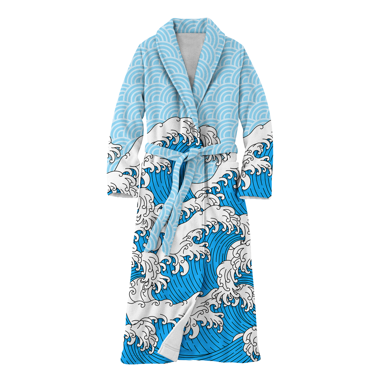 Retro Waves All Over Print Fleece Robe