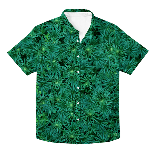 Cann~ All Over Print Hawaiian Button Up