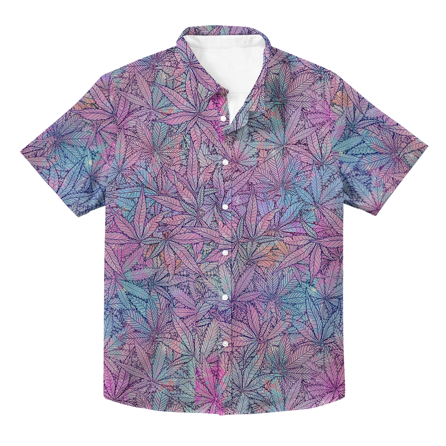 Cann~ Pattern All Over Print Hawaiian Button Up