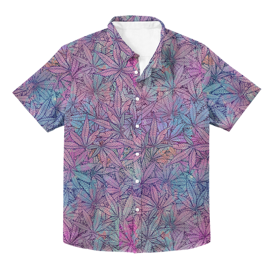 Cann~ Pattern All Over Print Hawaiian Button Up