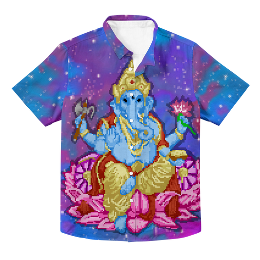 Pixel Ganesha All Over Print Hawaiian Button Up