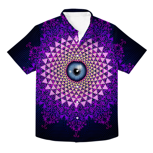 Psi~ Eye Ball All Over Print Hawaiian Button Up