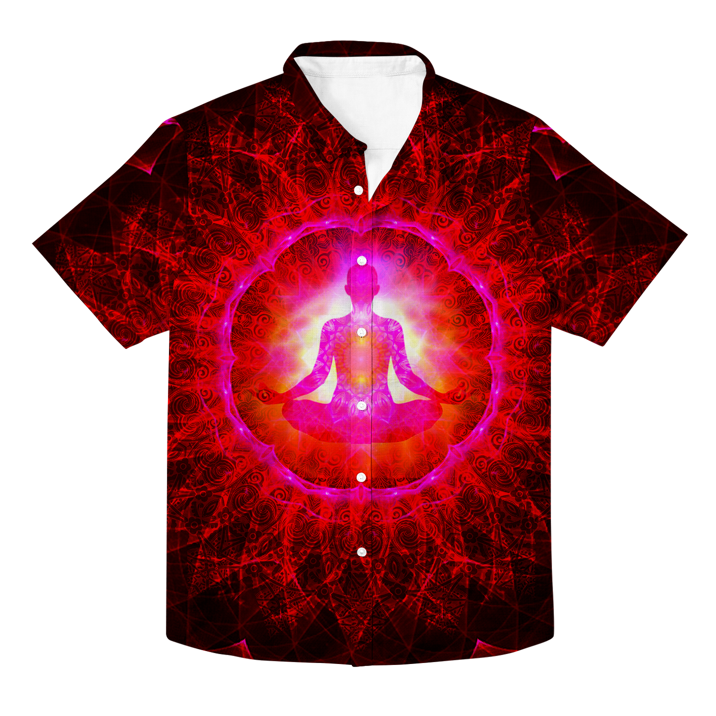 Psi~ Meditating All Over Print Hawaiian Button Up