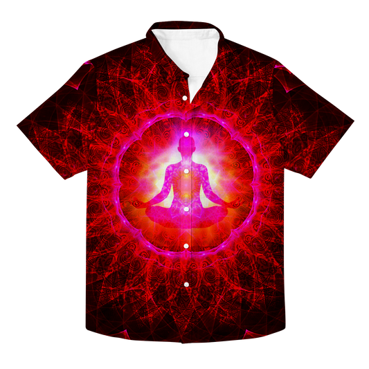 Psi~ Meditating All Over Print Hawaiian Button Up