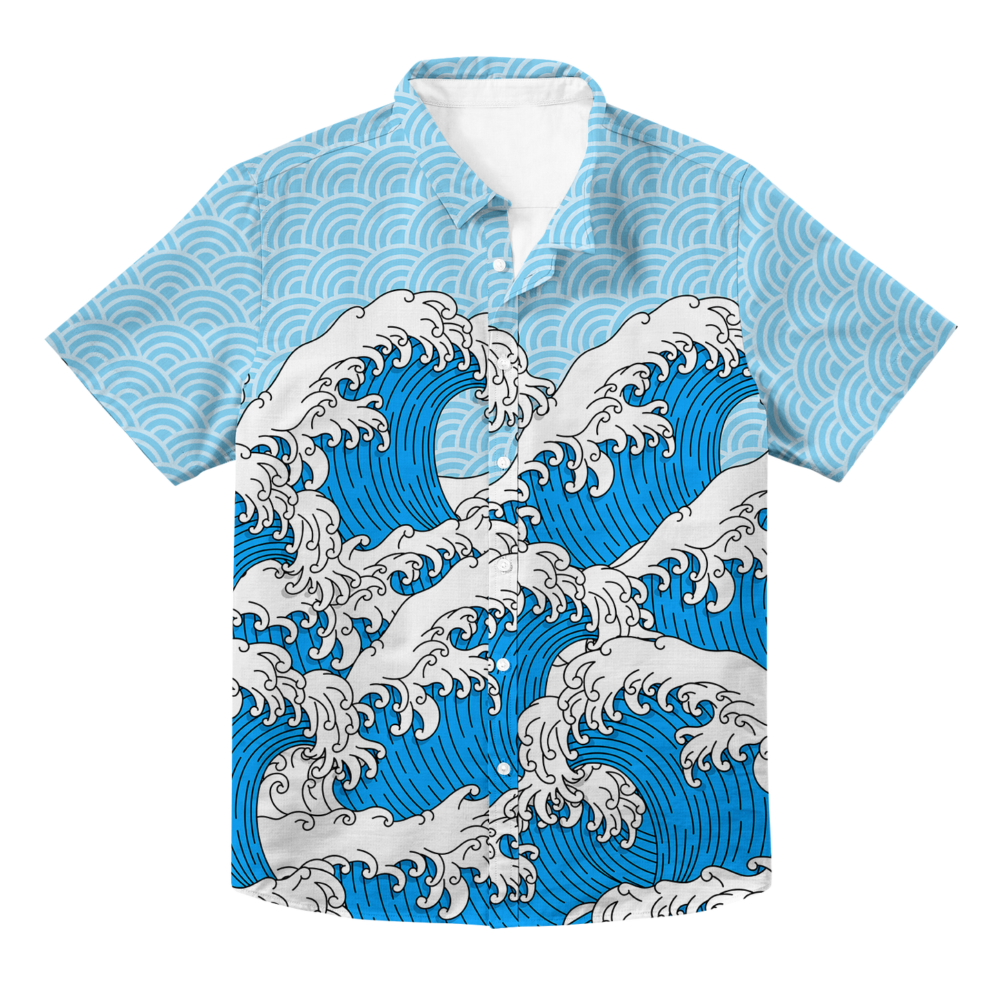 Retro Waves All Over Print Hawaiian Button Up